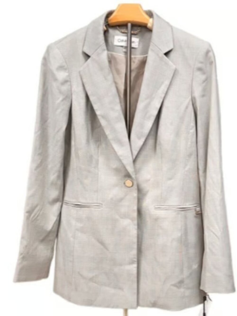 Calvin Klein Single Breasted Blazer Gray Houndstooth Jacket Tailored Office NWT